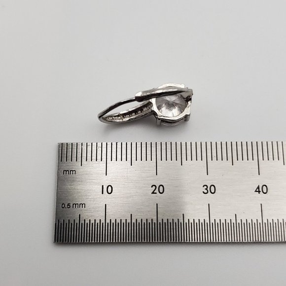 925 Sterling Silver Brilliant Clear Round Cubic Zirconia Stone Earrings - Picture 6 of 7